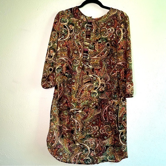 Aeropostale fig and flower colorful paisley/plaid tunic, Sz L. Preowned. EUC. - Picture 1 of 9